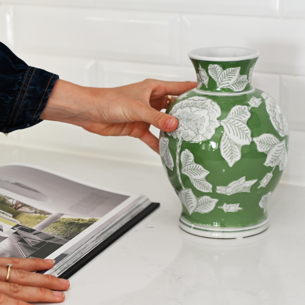 Hydrangea Green Ceramic Vase