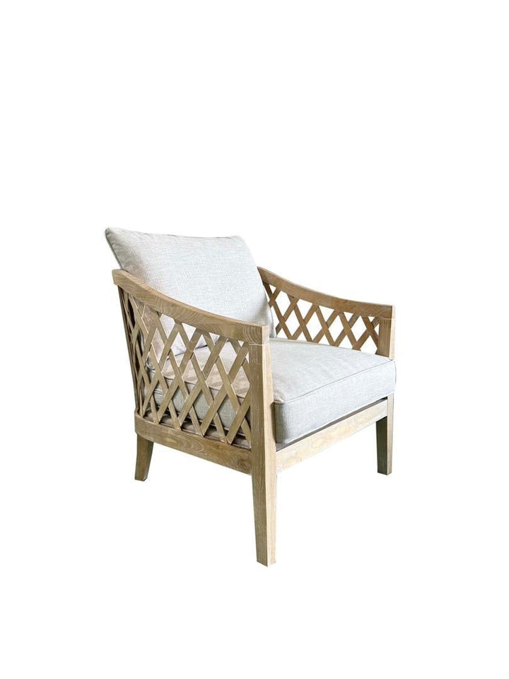 'Lattice'Oak And Linen Armchair