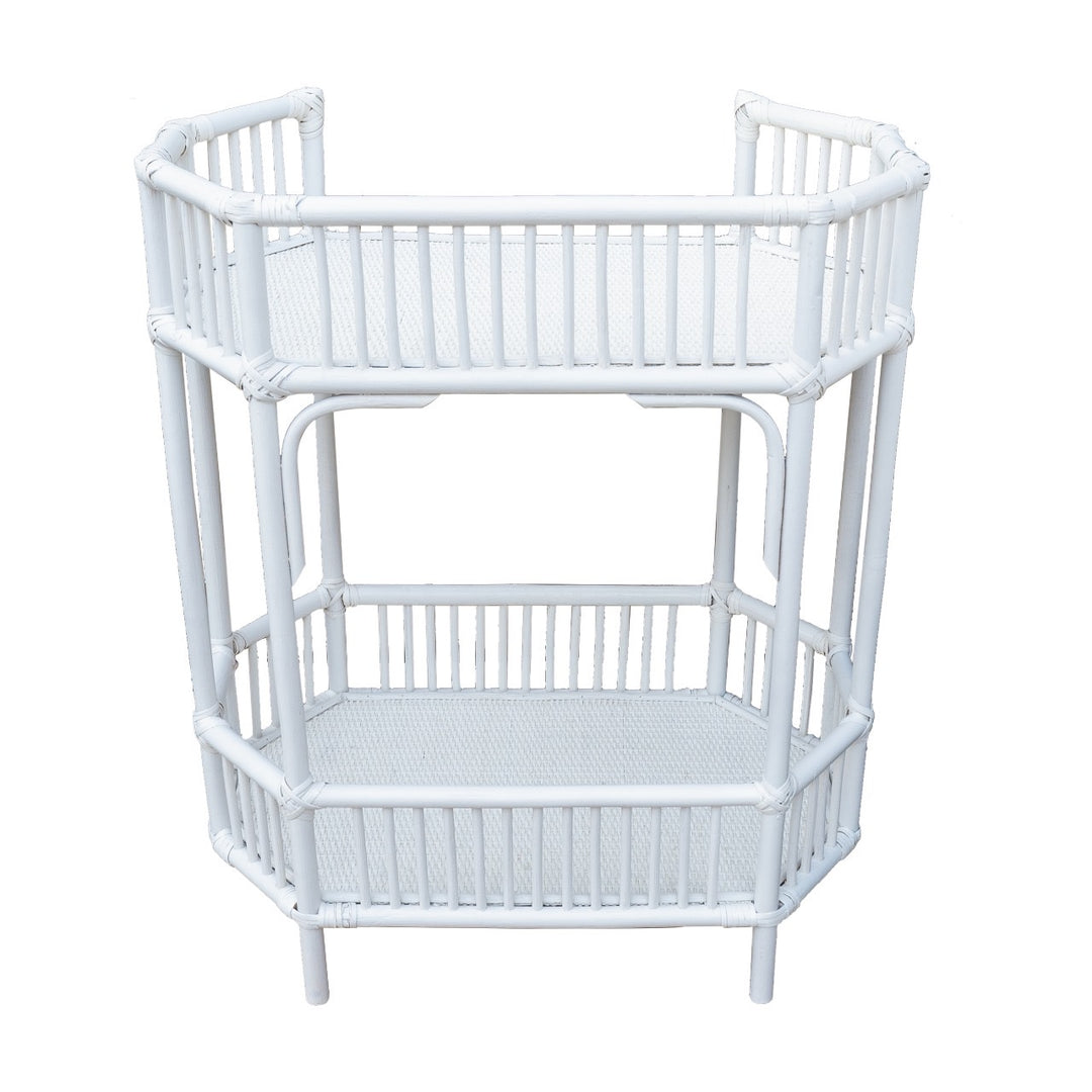 Singapore White Rattan Bar Cart