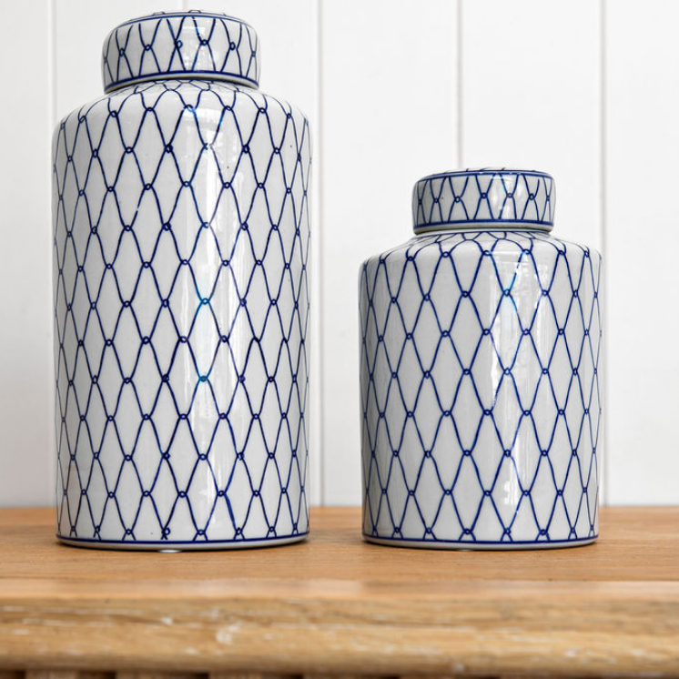 Diamond Blue And White Jar - 2 Sizes