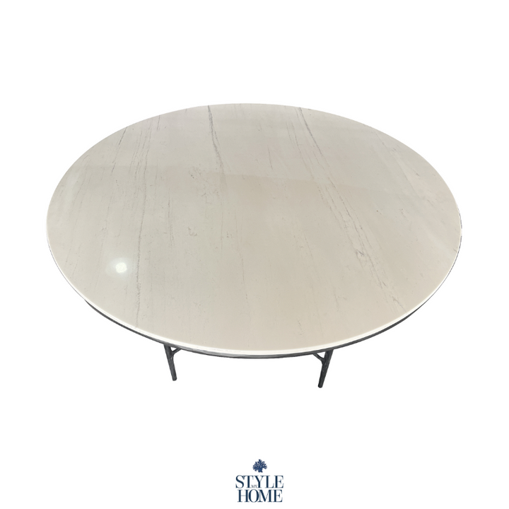 Soho Forged Black Round Dining Table With Marble Top