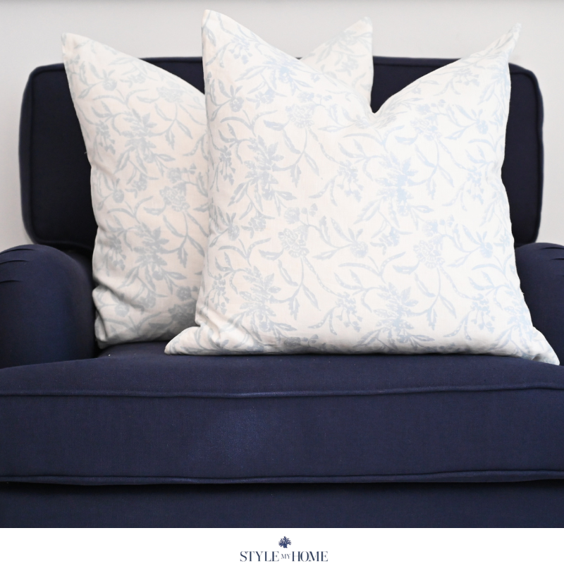 Boronia Block Print 60cm X 60cm Linen Cushion