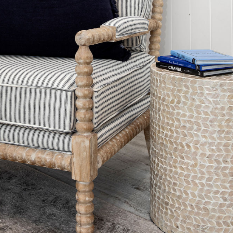 Leaf Mother Of Pearl Round Side Table