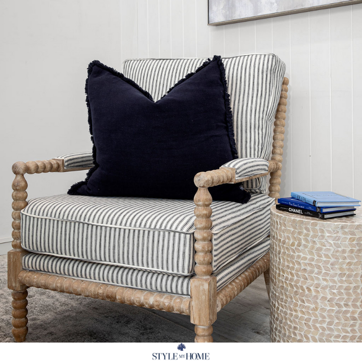 Bobbin Linen And Oak Armchair