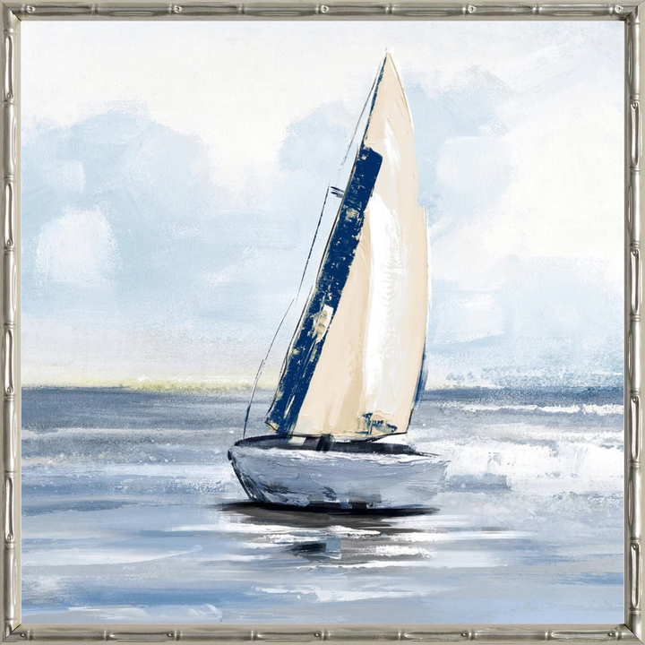 'Sailing Day 1' Small Canvas in Bamboo Champagne Frame