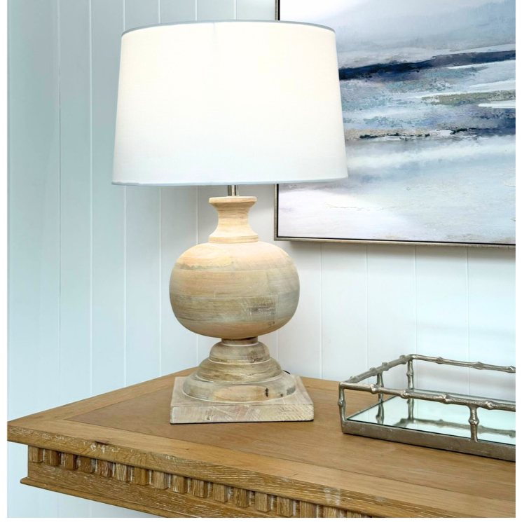 Aspen Turned Wood Table Lamp- Natural Timber