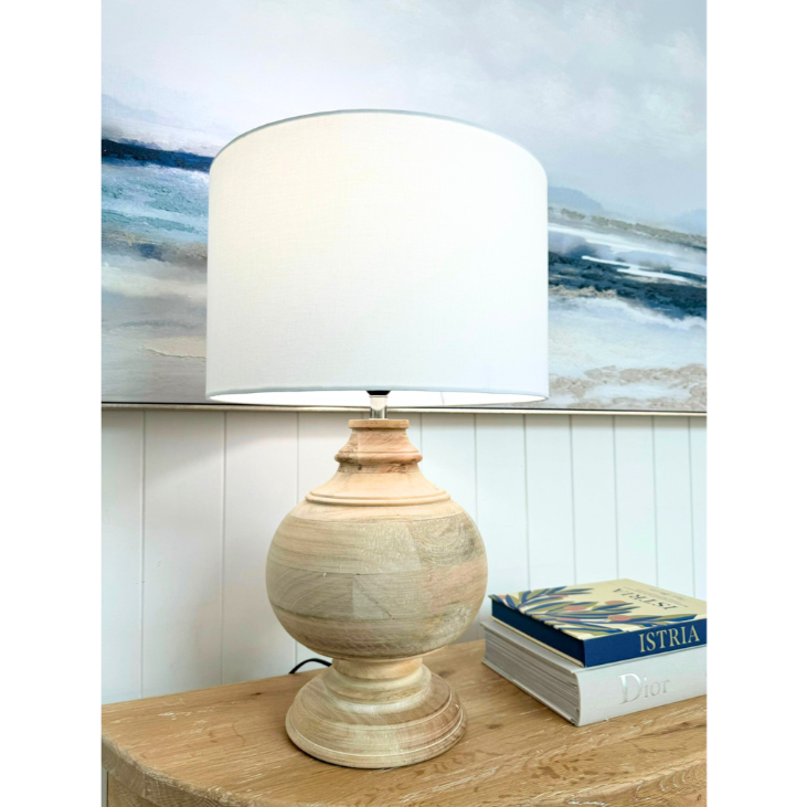 Sedona Carved Timber Table Lamp- Natural Timber