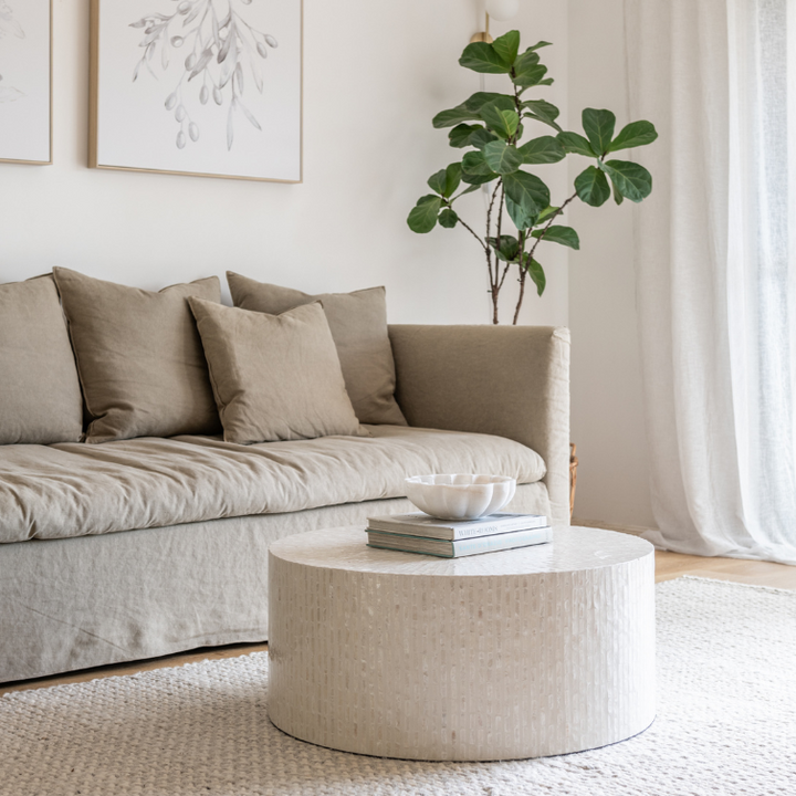 Ivory Mother Of Pearl Round Coffee Table