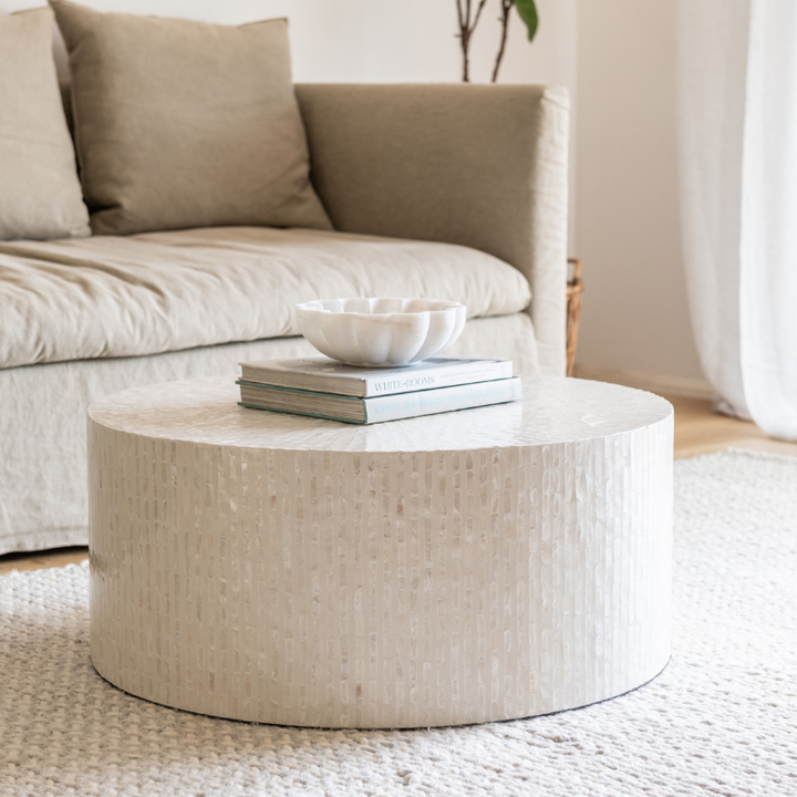 Ivory Mother Of Pearl Round Coffee Table