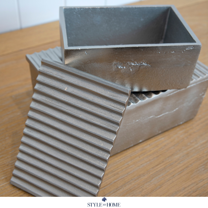 Linear Silver Trinket Box- Set Of 2