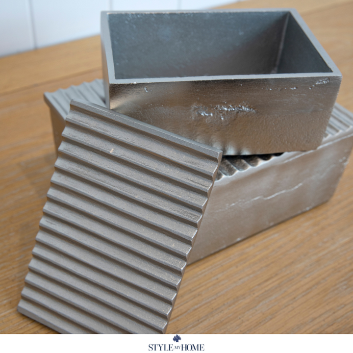 Linear Silver Trinket Box- Set Of 2