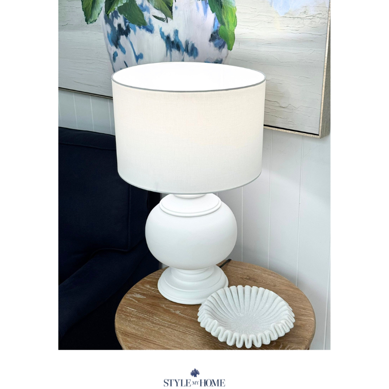 Sedona Carved Timber Table Lamp- Painted White