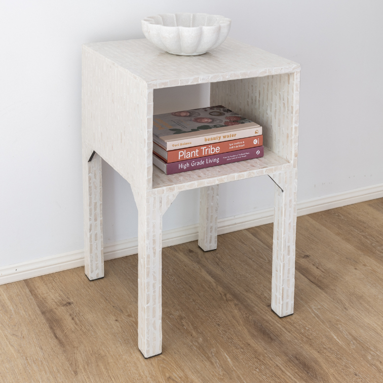 Ivory Mother Of Pearl Open Side Table