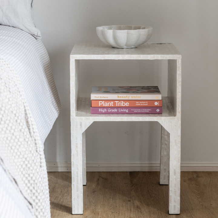 Ivory Mother Of Pearl Open Side Table