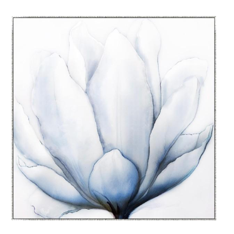 'Azure Bloom' Canvas in Antique Silver Frame