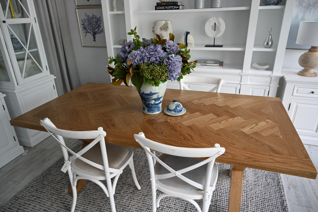 Herringbone Natural Oak Dining Table