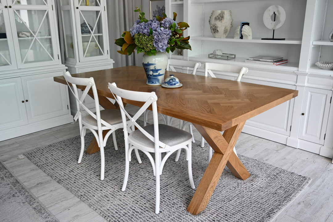 Herringbone Natural Oak Dining Table