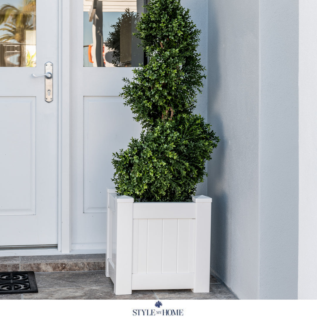 Hamptons Outdoor Square Pvc Planter Box - White