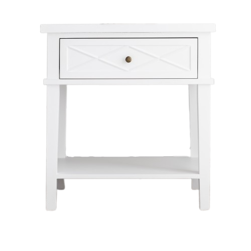 Ex floor Ascot Medium Bedside Table Whitewash- One Drawer (2 available)