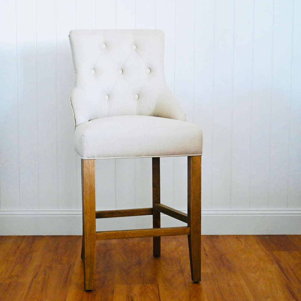 Hamptons Linen Upholstered Stool