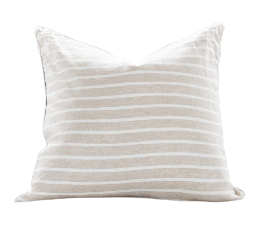 Threads 100percent Linen Square Cushion - Oatmeal With White Stripe