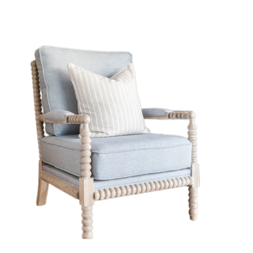 Bobbin Linen And Oak Armchair