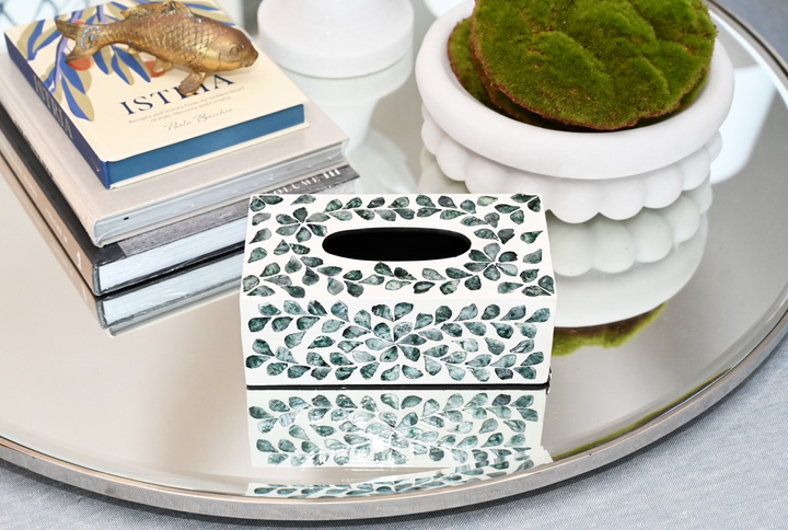 'Vine' Sea Green Mother of Pearl Tissue Box