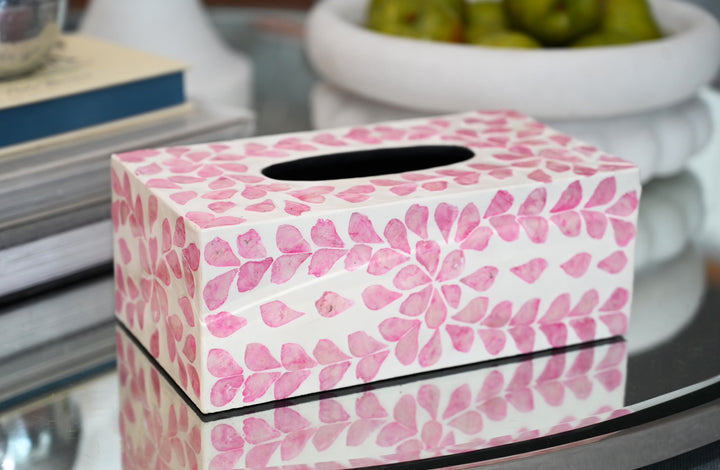 'Vine' Pink Mother of Pearl Tissue Box