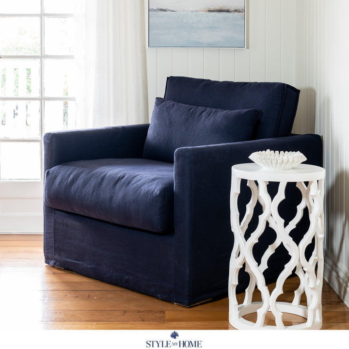 Hamptons slipcover armchair removable linen