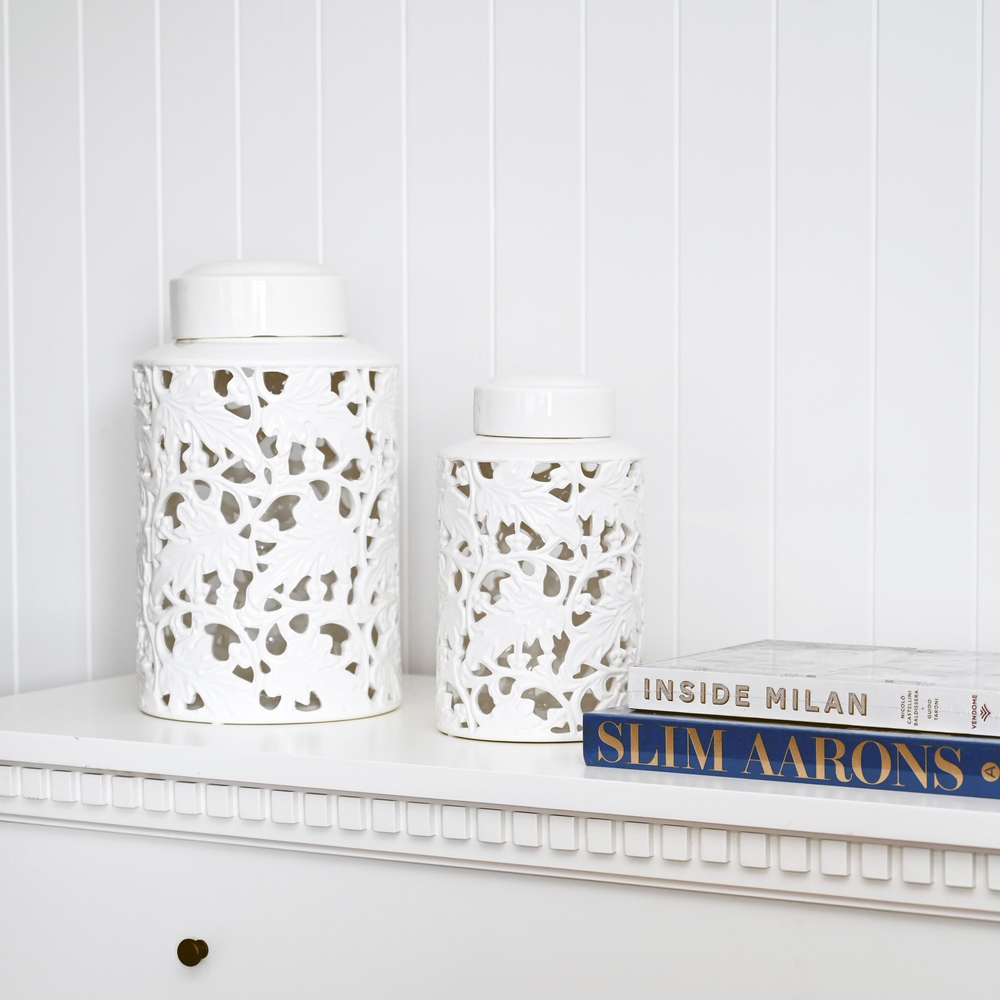 Hamptons white ginger jar