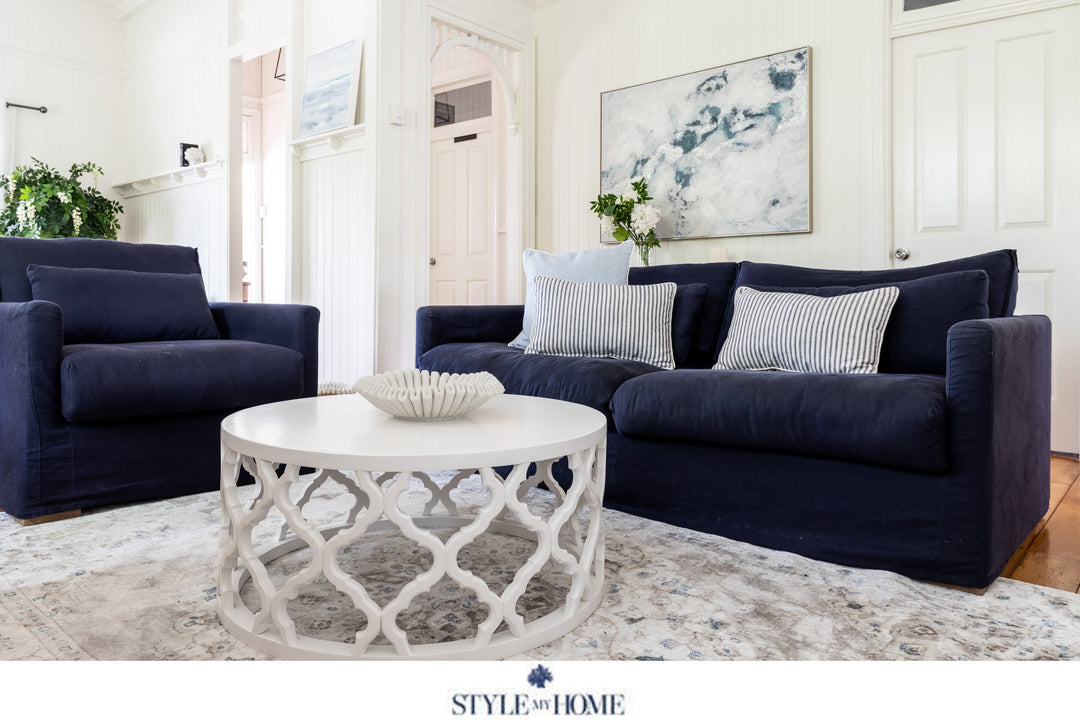 Coastal Hamptons slipcover lounge linen