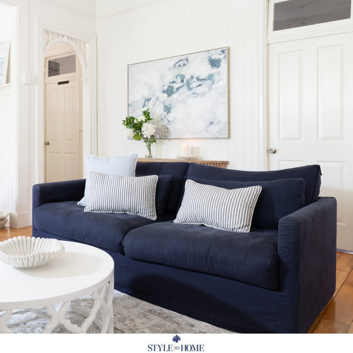 Coastal Hamptons slipcover lounge linen