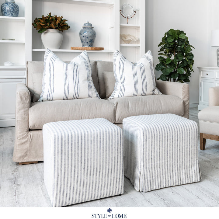 Coastal Hamptons linen slipcover sofa modern