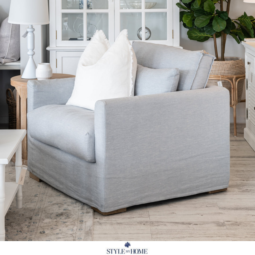 Hamptons slipcover armchair removable linen