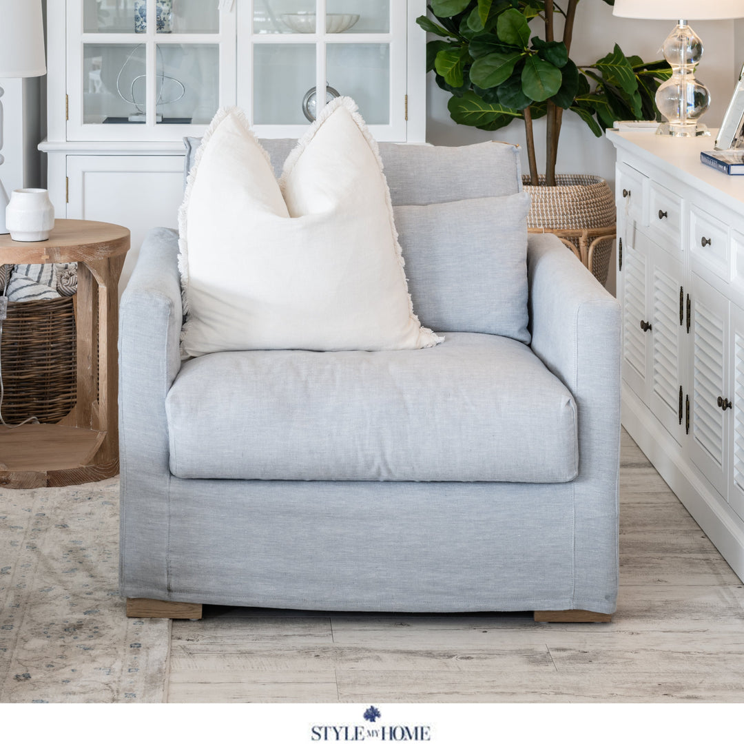 Hamptons slipcover armchair removable linen