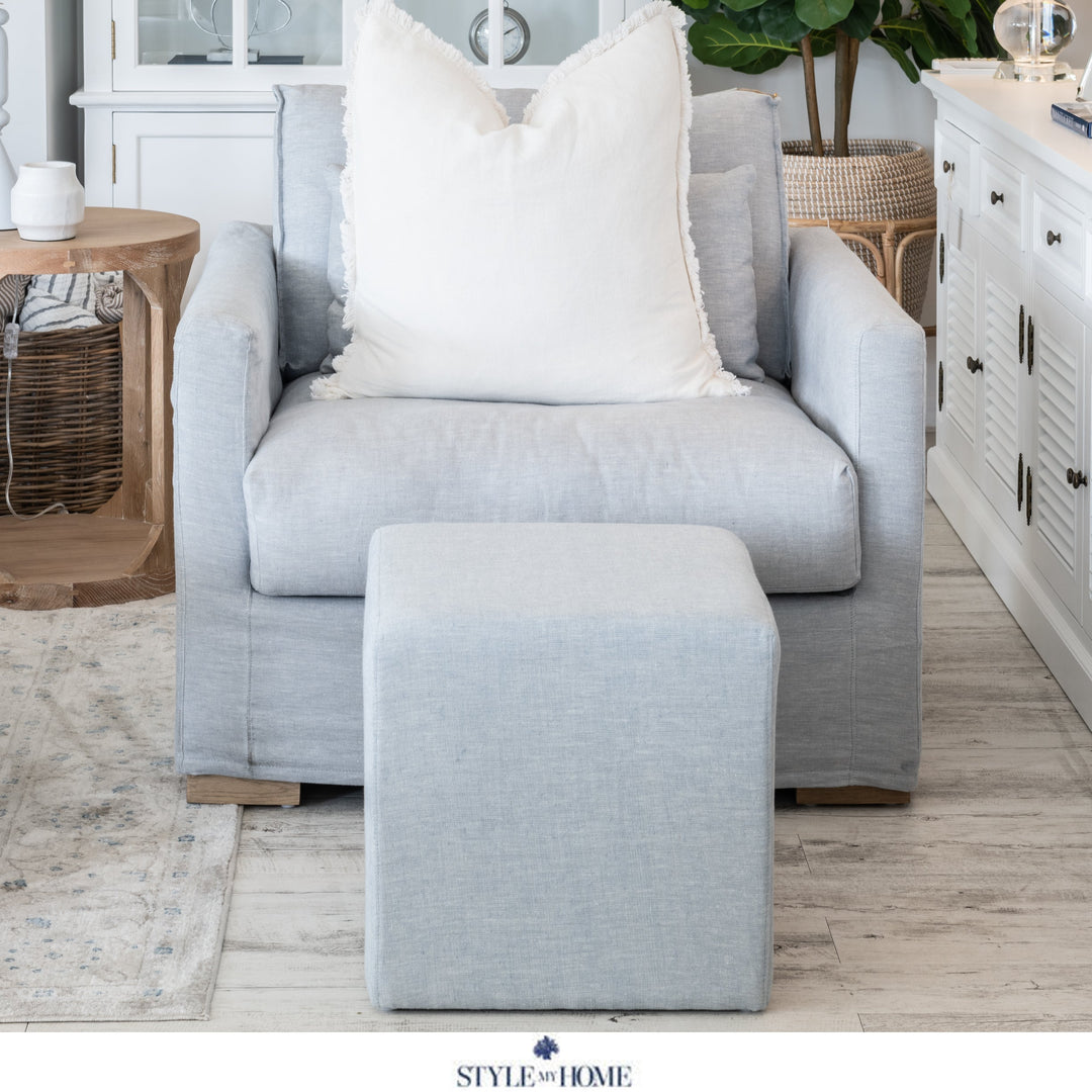 Hamptons slipcover armchair removable linen