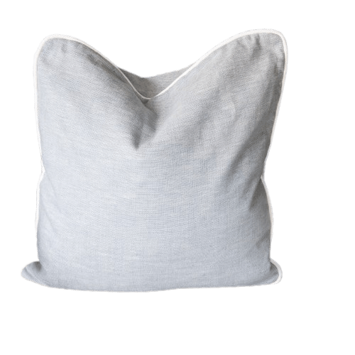 Threads 100percent Linen Square Cushion - Duck Egg Blue With White Piping