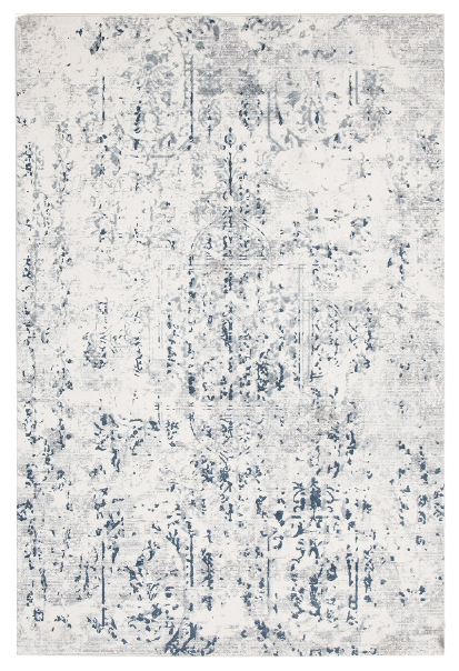 Farah Distressed Contemporary Rug White Blue Grey