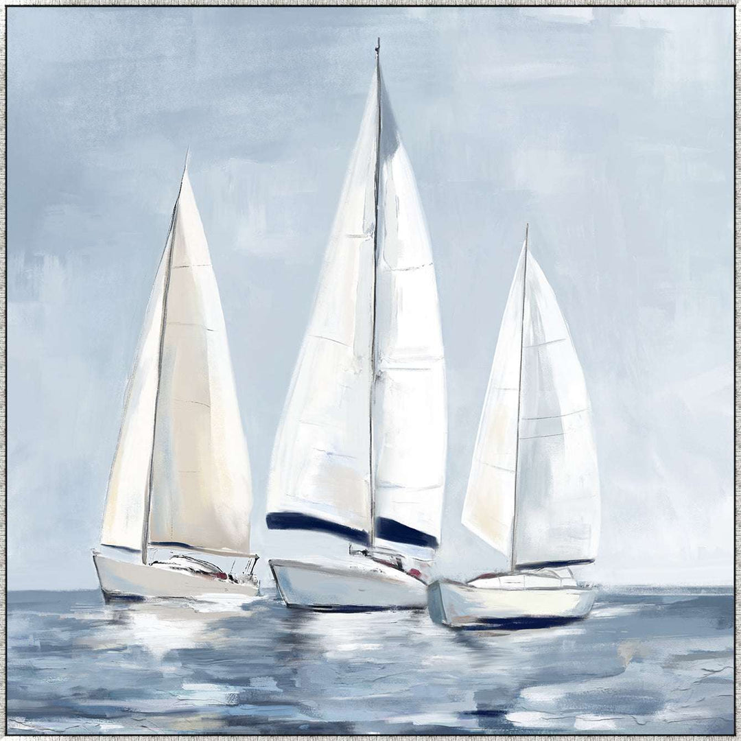 Framed hamptons art featuring sailboats