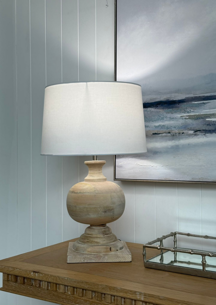 Aspen Turned Wood Table Lamp- Natural Timber