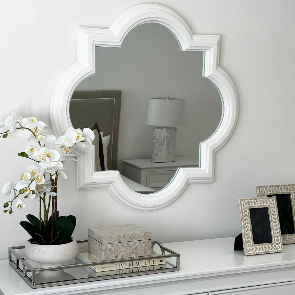 Quatrefoil Wood Mirror 90cm