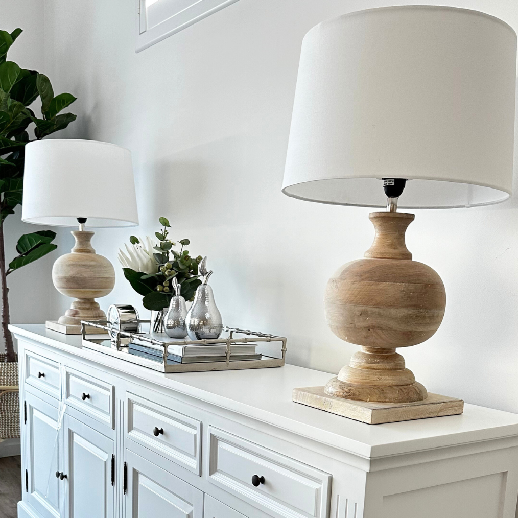 Aspen Turned Wood Table Lamp- Natural Timber