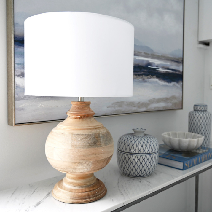 Sedona Carved Timber Table Lamp- Natural Timber