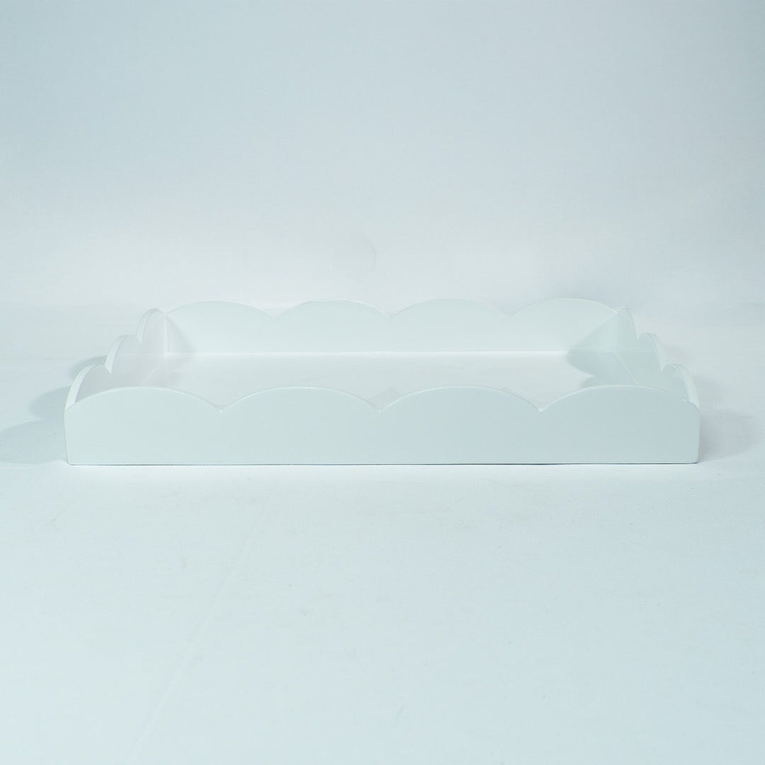 Scallop Rectangular White Lacquer Tray