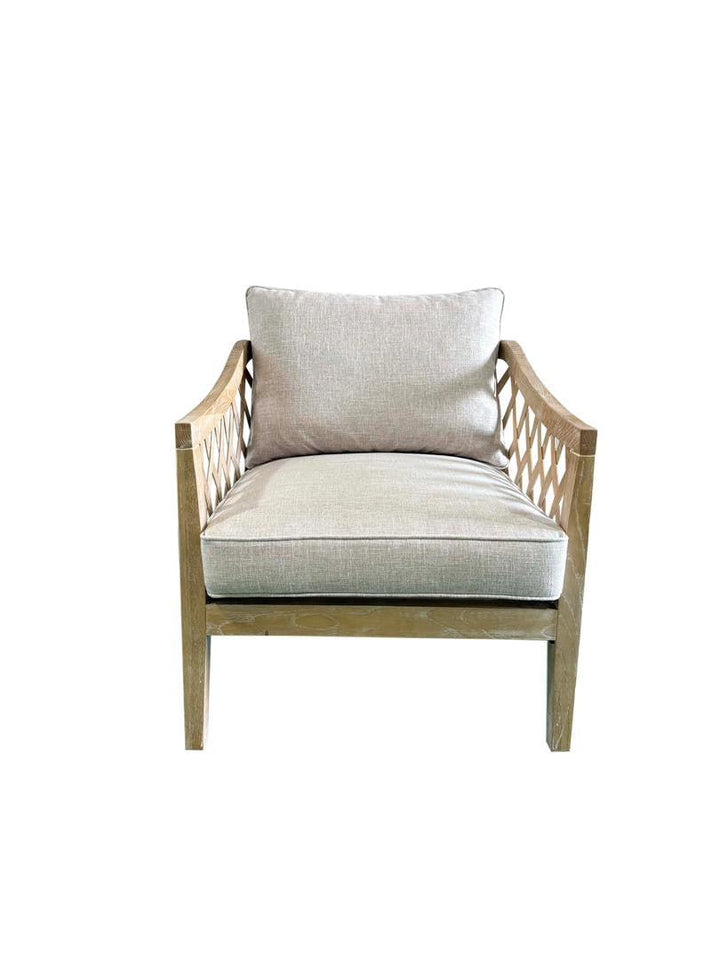 'Lattice'Oak And Linen Armchair