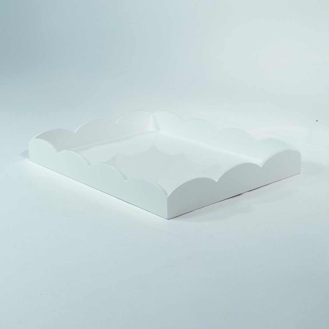 Scallop Rectangular White Lacquer Tray