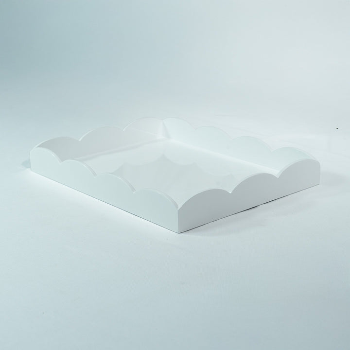 Scallop Rectangular White Lacquer Tray