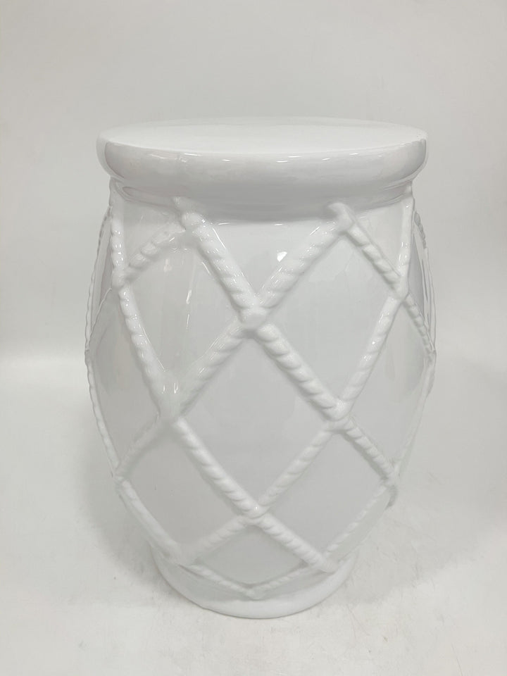 'Rope' Handmade White Ceramic Stool