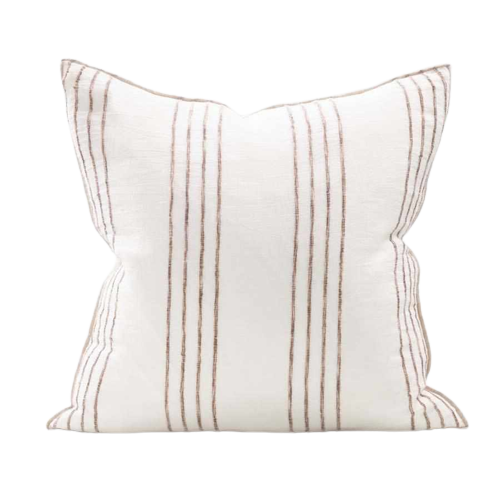 Rock Pool Linen Cushion - Natural Stripe