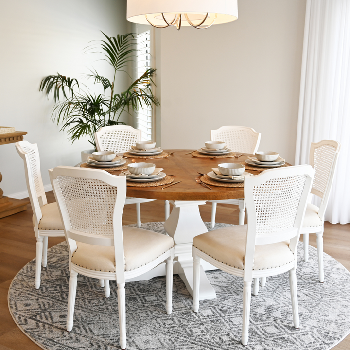 Hannah Parquetry Round Table With White Base